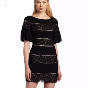 NWT Tracy Reese Inset Shift Dress Nude Black sz 2
